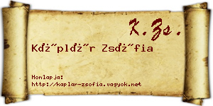 Káplár Zsófia névjegykártya